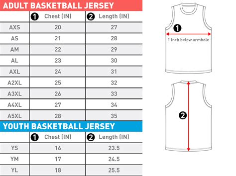 nba jersey sizing chart